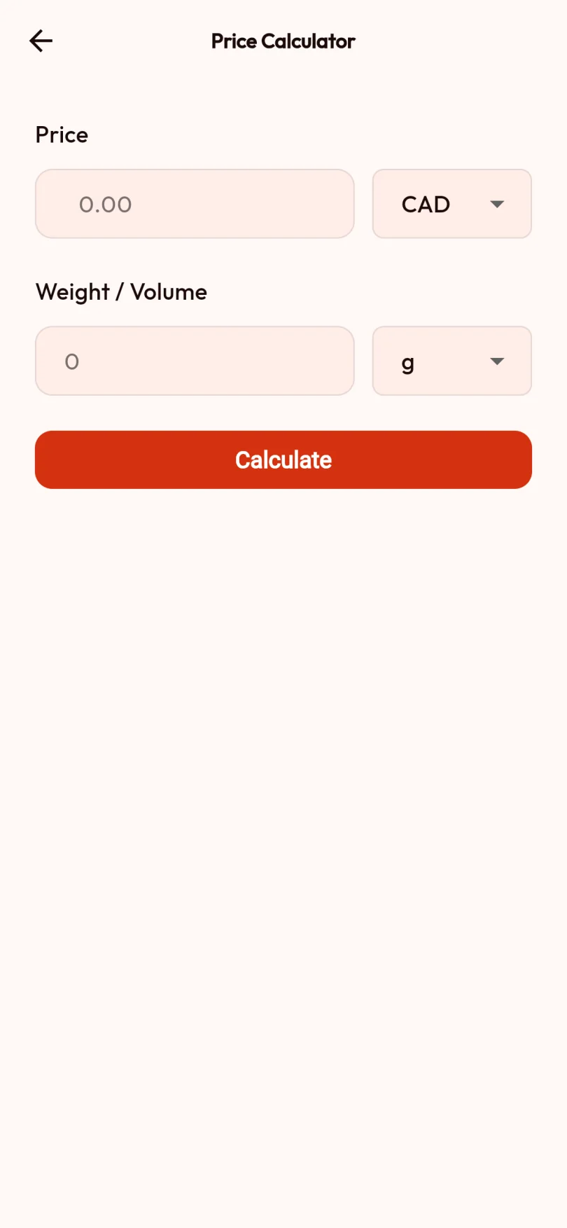 BarcodeVibe results showing grocery prices per 100 grams