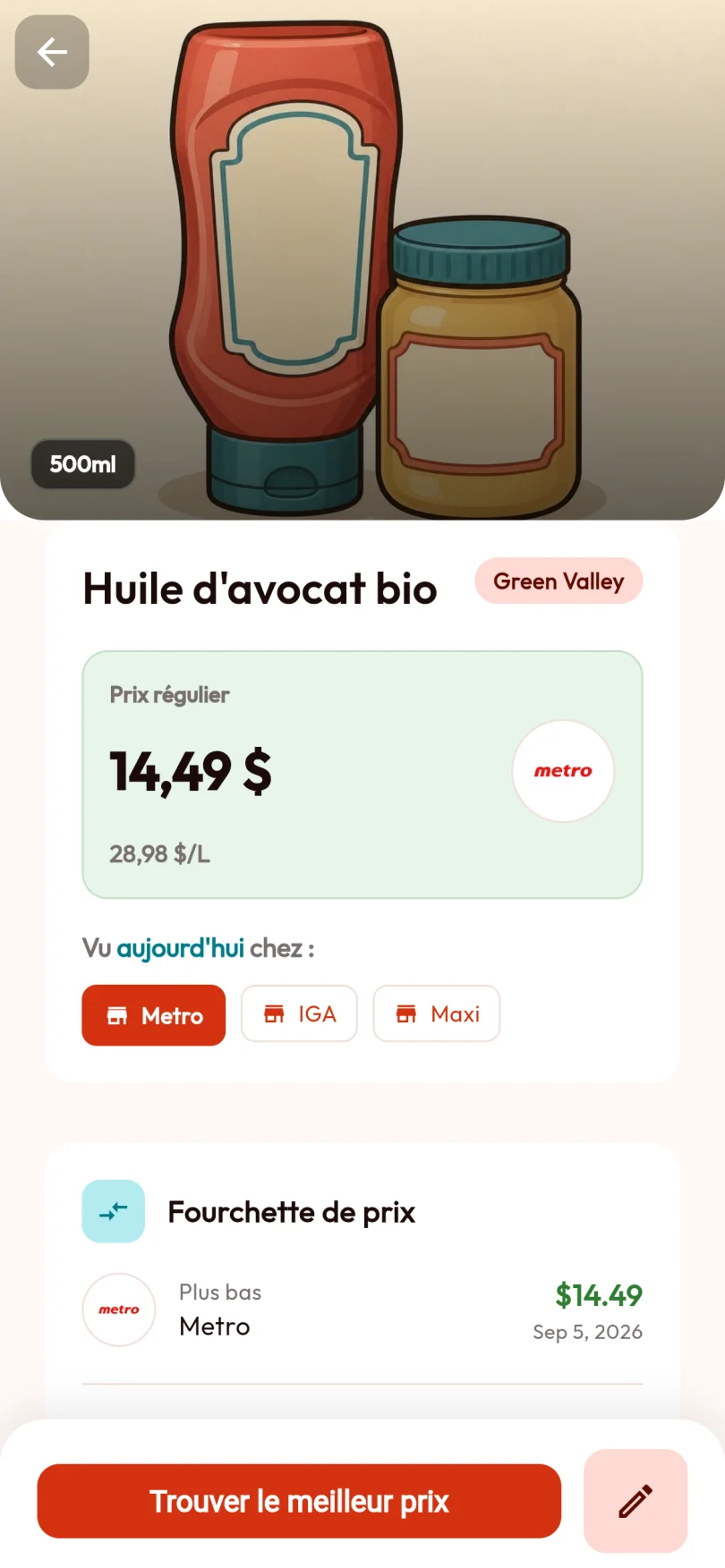 Résultat BarcodeVibe montrant un produit scanné, son prix et la date du dernier scan